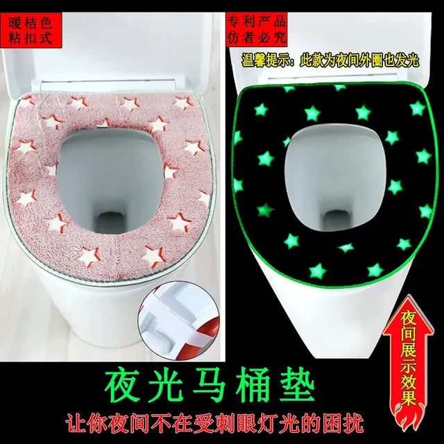 Luminous Toilet Seat Cover Soft Warm Mat Universal Washable Removable Zipper Cover Bathroom Toilet Lid Pad Case Cushion eprolo