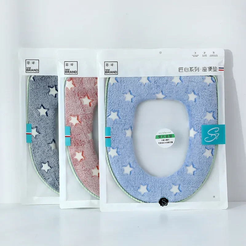 Luminous Toilet Seat Cover Soft Warm Mat Universal Washable Removable Zipper Cover Bathroom Toilet Lid Pad Case Cushion eprolo