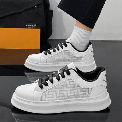 Luxury White Sneakers for Men – Breathable, Stylish & Built for Comfort! - Shello's Creative Boutique