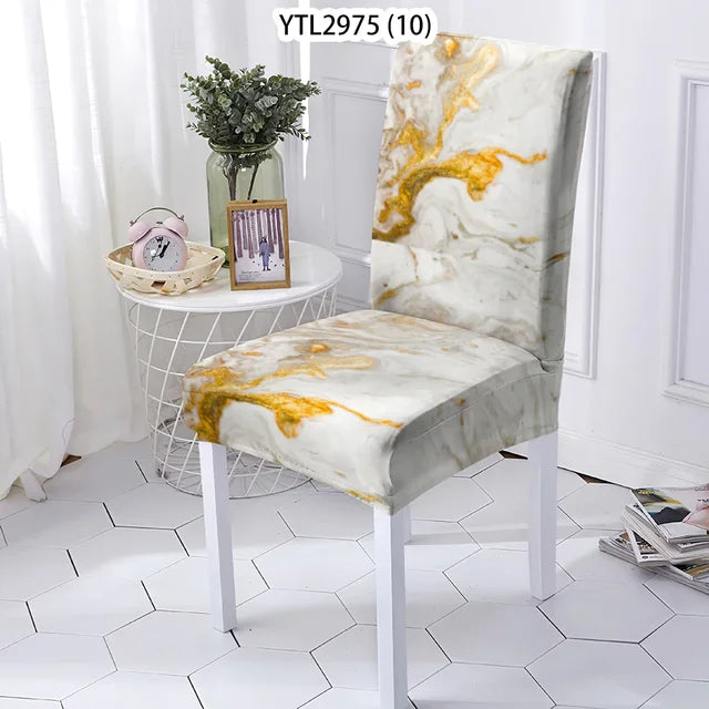 Marble Style Dining Room Chair Cover Kitchen Chair Covers For Kitchen Chairs Marbling Pattern Stretch Chairs Covers Stuhlbezug eprolo