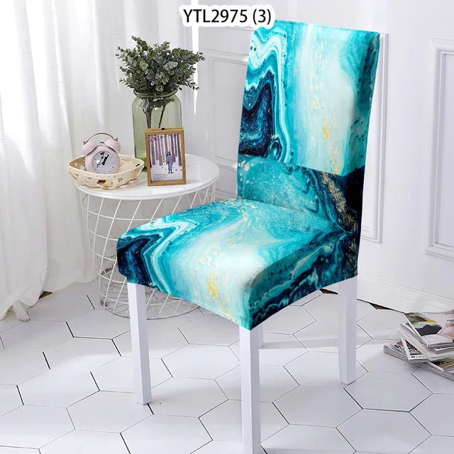 Marble Style Dining Room Chair Cover Kitchen Chair Covers For Kitchen Chairs Marbling Pattern Stretch Chairs Covers Stuhlbezug eprolo