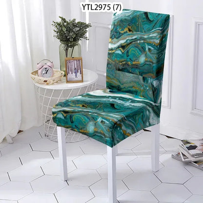 Marble Style Stretch Dining Chair Cover – Elegant Protection for Modern Homes - Shello's Creative Boutique