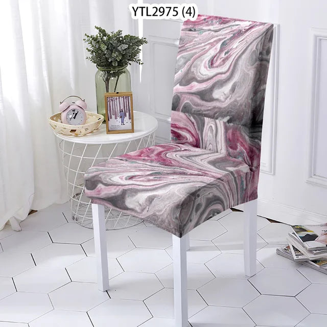 Marble Style Dining Room Chair Cover Kitchen Chair Covers For Kitchen Chairs Marbling Pattern Stretch Chairs Covers Stuhlbezug eprolo