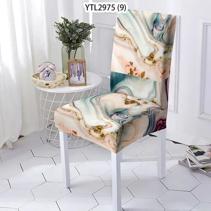Marble Style Stretch Dining Chair Cover – Elegant Protection for Modern Homes - Shello's Creative Boutique