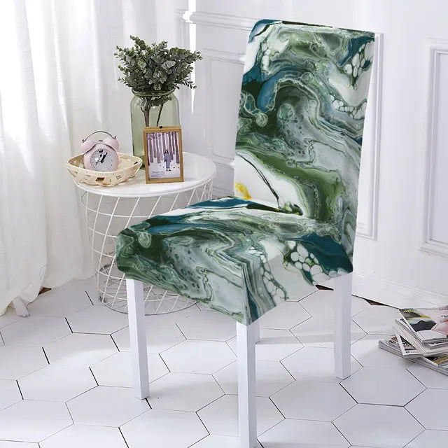 Marble Style Stretch Spandex Chair Covers Color Pattern Chaircover Cute Angel Printing Covers For Kitchen Chairs Home Stuhlbezug eprolo
