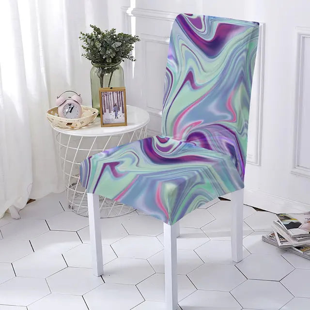Marble Style Stretch Spandex Chair Covers Color Pattern Chaircover Cute Angel Printing Covers For Kitchen Chairs Home Stuhlbezug eprolo