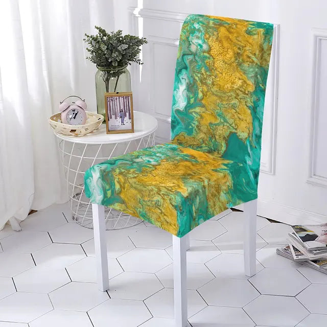 Marble Style Stretch Spandex Chair Covers Color Pattern Chaircover Cute Angel Printing Covers For Kitchen Chairs Home Stuhlbezug eprolo