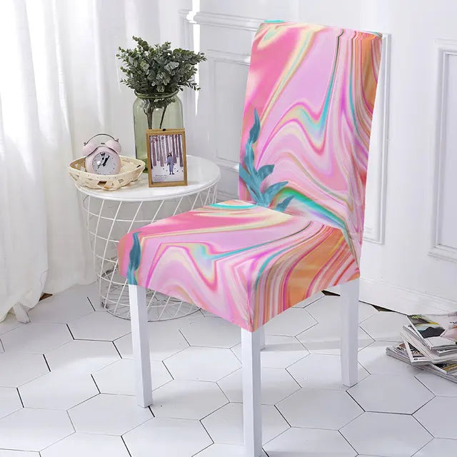 Marble Style Stretch Spandex Chair Covers Color Pattern Chaircover Cute Angel Printing Covers For Kitchen Chairs Home Stuhlbezug eprolo