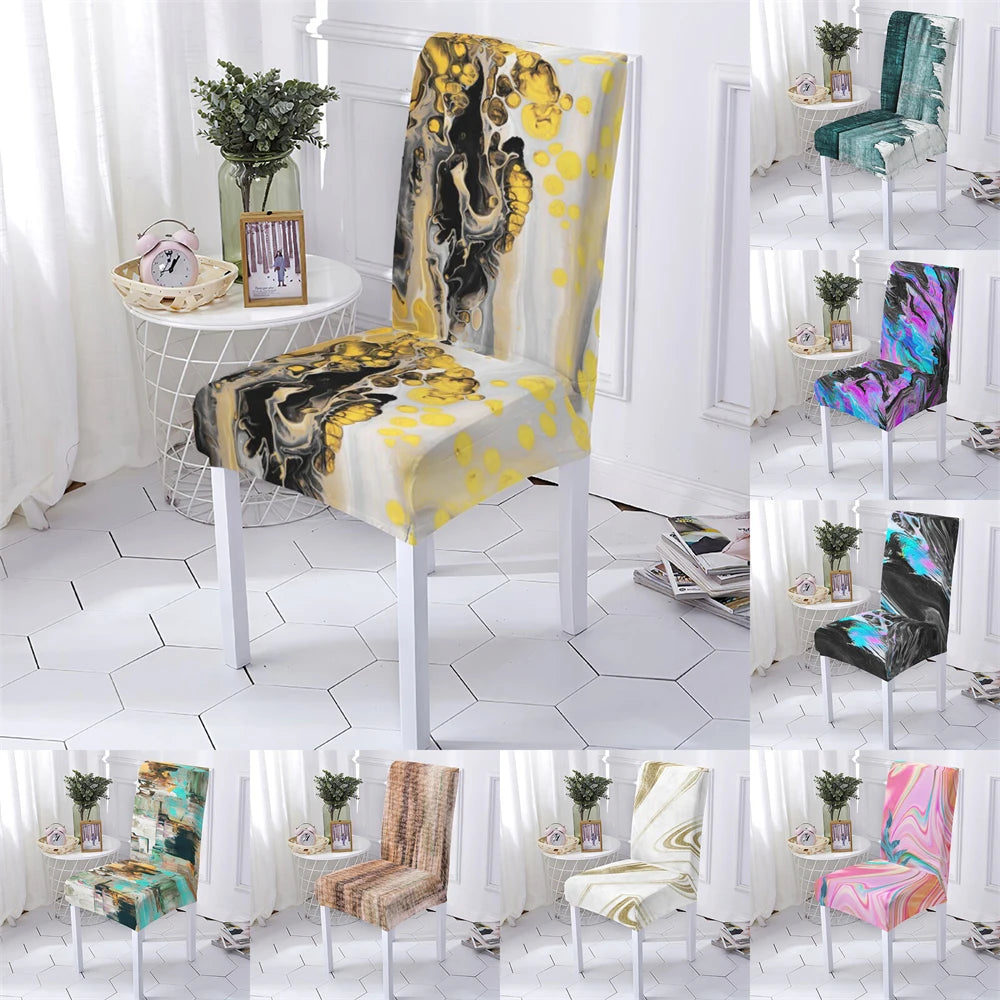 Marble Style Stretch Spandex Chair Covers Color Pattern Chaircover Cute Angel Printing Covers For Kitchen Chairs Home Stuhlbezug eprolo