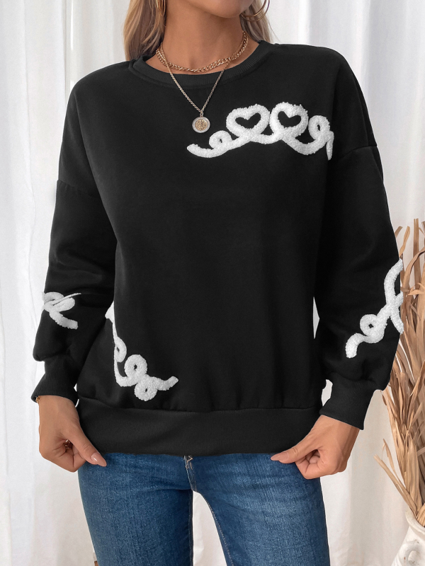 New Casual Round Neck Towel Embroidery Sweatshirt – Effortless Comfort with a Stylish Touch