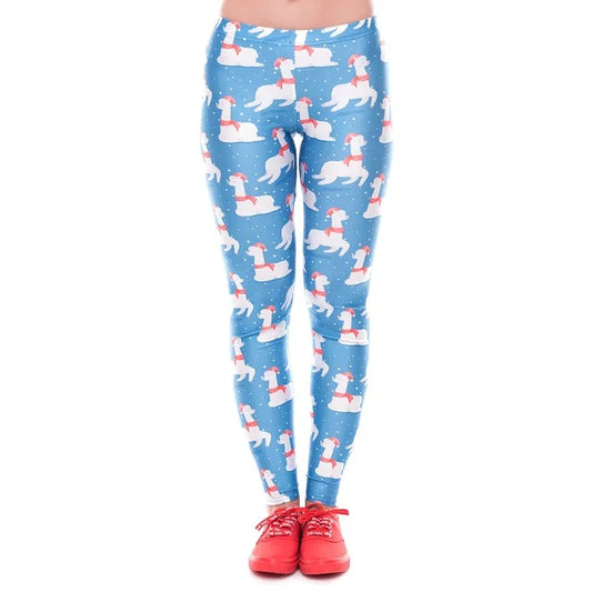 Women Christmas Red Leggings 