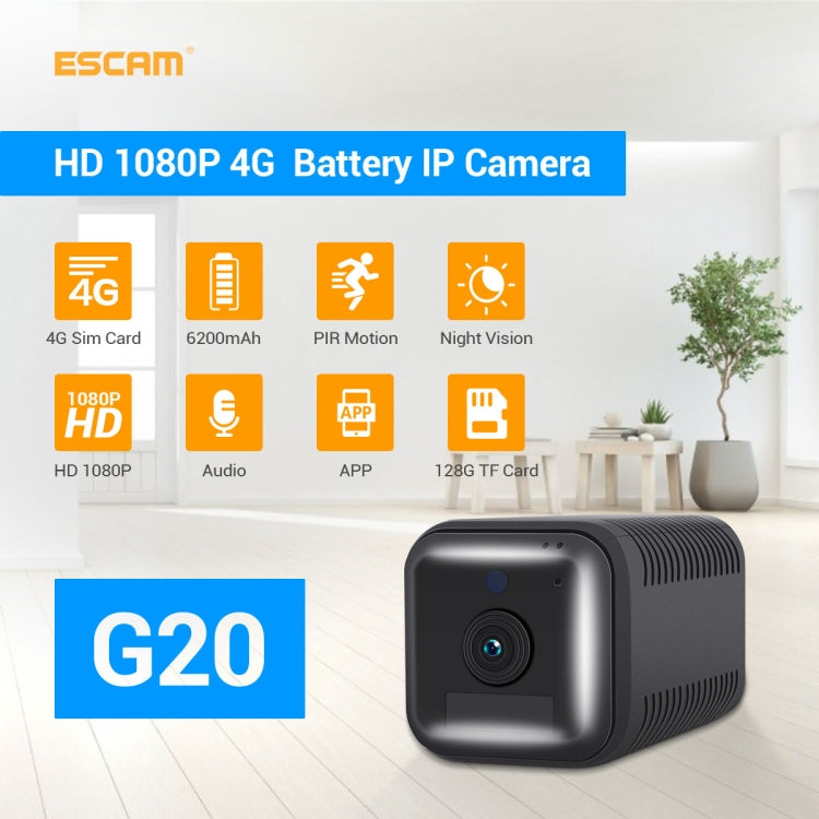 ESCAM G20 4G EU Version 1080P Full HD Rechargeable Battery WiFi IP Camera, Support Night Vision / PIR Motion Detection / TF Card / Two Way Audio, G20 SUNSKY