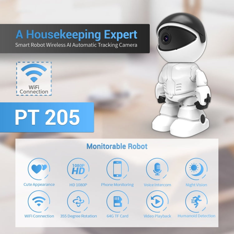 ESCAM PT205 HD 1080P Robot WiFi IP Camera, Support Motion Detection / Night Vision, IR Distance: 10m, EU Plug, PT205 EU Plug - Shello's Creative Boutique