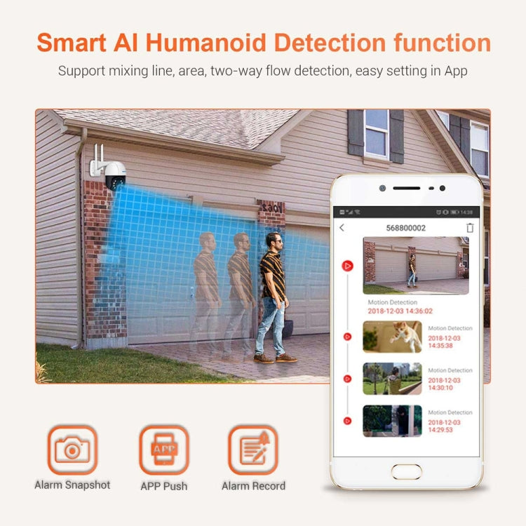 ESCAM QF218 1080P Pan / Tilt AI Humanoid Detection IP66 Waterproof WiFi IP Camera, Support ONVIF / Night Vision / TF Card / Two-way Audio, US Plug, NC1228AU, NC1228EU, NC1228UK, NC1228US SUNSKY