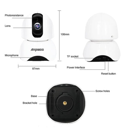 Anpwoo-YT003 2.0 Mega 3.6mm Lens Wide Angle 1080P Smart WIFI Monitor Camera , Support Night Vision & TF Card Expansion Storage, EU Plug, YT003 SUNSKY
