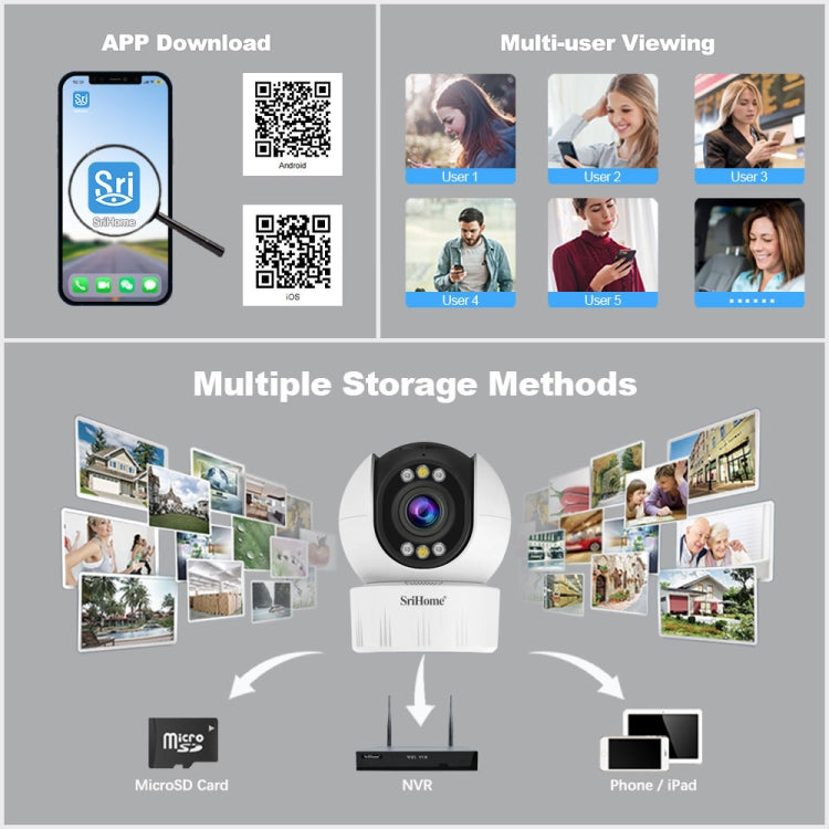 SriHome SH046 4.0 Million Pixels FHD Low Power Consumption Wireless Home Security Camera System, SH046 - Shello's Creative Boutique