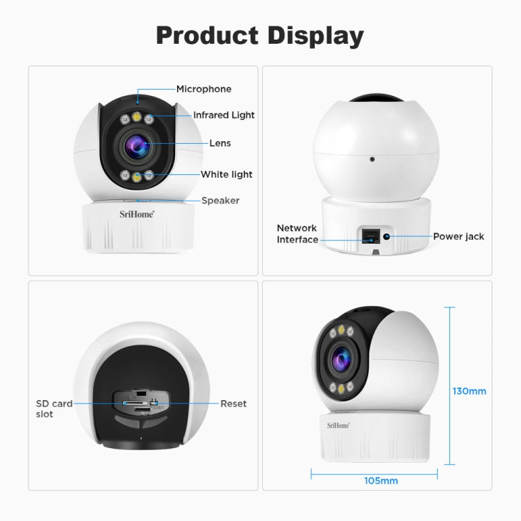 SriHome SH046 4.0 Million Pixels FHD Low Power Consumption Wireless Home Security Camera System, SH046 - Shello's Creative Boutique