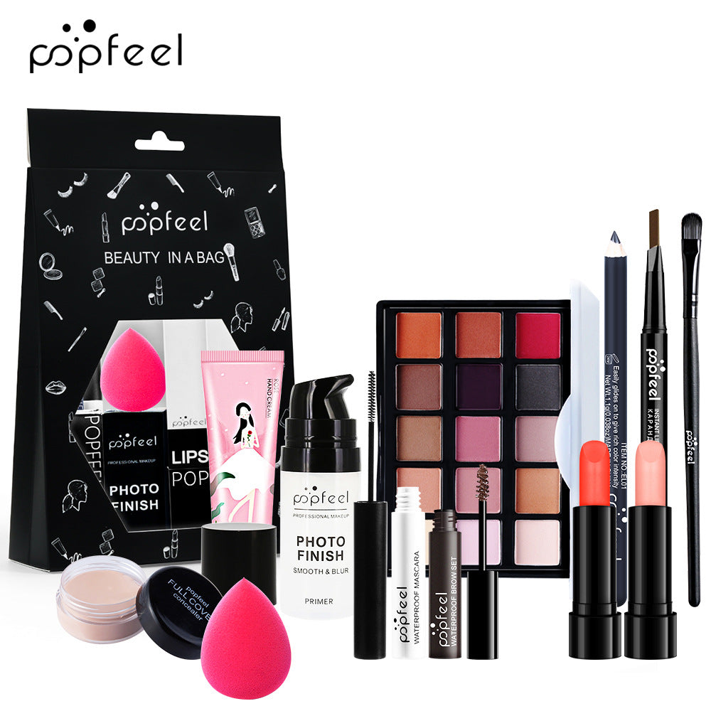 POPFEEL Makeup Full Kit Female Make Up Set Eye Shadow Eyeshadow Palette Lip Gloss Mascara Eyeliner Brushes Bag Make-up for Women - Shello's Creative Boutique