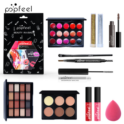 POPFEEL Makeup Full Kit Female Make Up Set Eye Shadow Eyeshadow Palette Lip Gloss Mascara Eyeliner Brushes Bag Make-up for Women - Shello's Creative Boutique