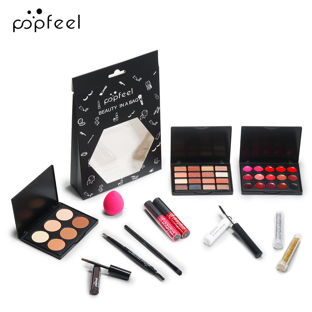 POPFEEL Makeup Full Kit Female Make Up Set Eye Shadow Eyeshadow Palette Lip Gloss Mascara Eyeliner Brushes Bag Make-up for Women - Shello's Creative Boutique