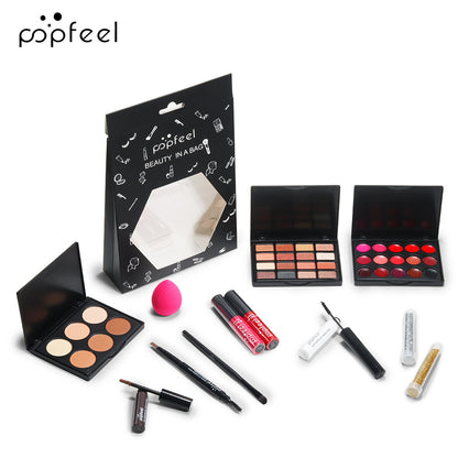 POPFEEL Makeup Full Kit Female Make Up Set Eye Shadow Eyeshadow Palette Lip Gloss Mascara Eyeliner Brushes Bag Make-up for Women - Shello's Creative Boutique