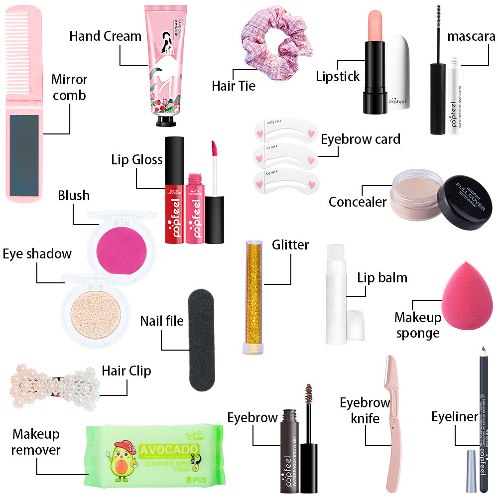 POPFEEL Makeup Full Kit Female Make Up Set Eye Shadow Eyeshadow Palette Lip Gloss Mascara Eyeliner Brushes Bag Make-up for Women - Shello's Creative Boutique