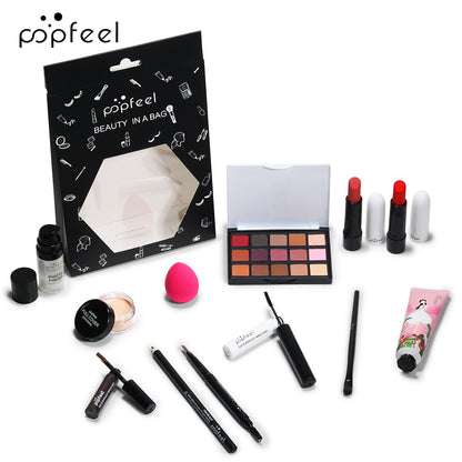 POPFEEL Makeup Full Kit Female Make Up Set Eye Shadow Eyeshadow Palette Lip Gloss Mascara Eyeliner Brushes Bag Make-up for Women - Shello's Creative Boutique