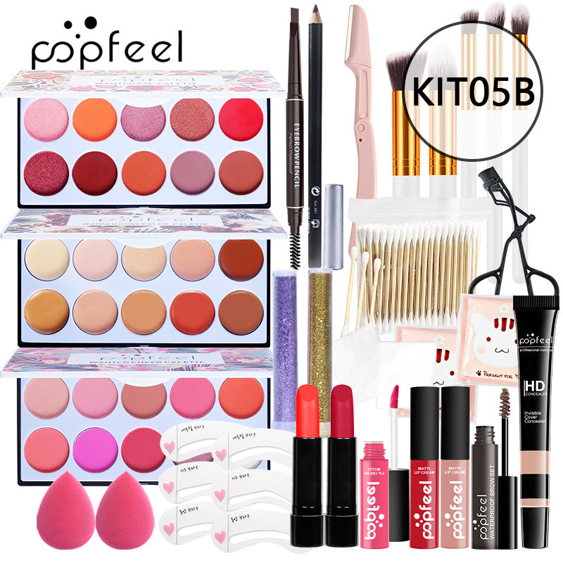 POPFEEL Makeup Full Kit Female Make Up Set Eye Shadow Eyeshadow Palette Lip Gloss Mascara Eyeliner Brushes Bag Make-up for Women - Shello's Creative Boutique