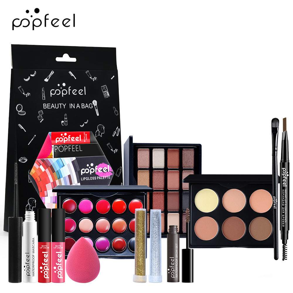 POPFEEL Makeup Full Kit Female Make Up Set Eye Shadow Eyeshadow Palette Lip Gloss Mascara Eyeliner Brushes Bag Make-up for Women - Shello's Creative Boutique