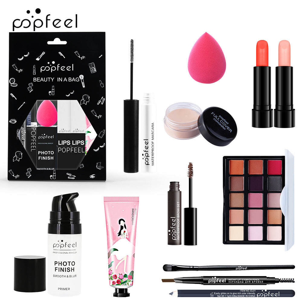 POPFEEL Makeup Full Kit Female Make Up Set Eye Shadow Eyeshadow Palette Lip Gloss Mascara Eyeliner Brushes Bag Make-up for Women - Shello's Creative Boutique