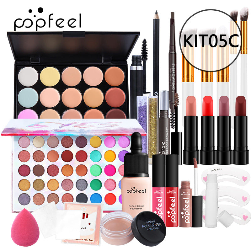 POPFEEL Makeup Full Kit Female Make Up Set Eye Shadow Eyeshadow Palette Lip Gloss Mascara Eyeliner Brushes Bag Make-up for Women - Shello's Creative Boutique