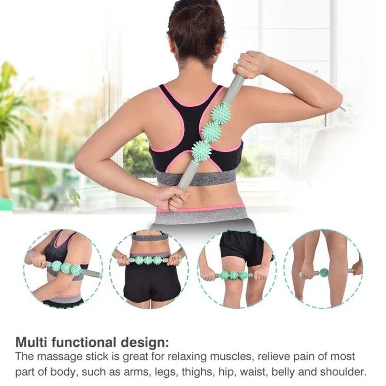 Yoga Health Care Triple Hedgehog Balls Neck Leg Hand Muscle Massage Stick - Shello's Creative Boutique