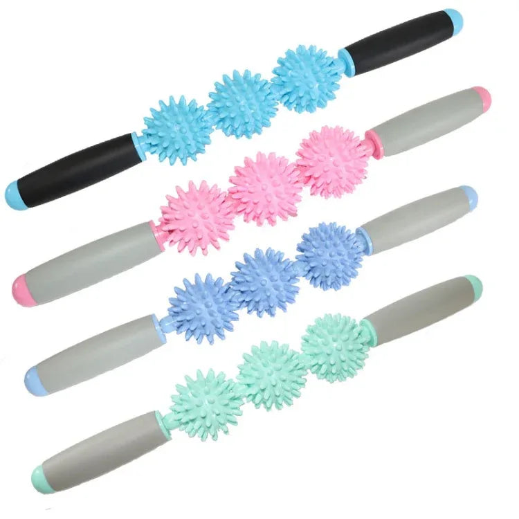 Yoga Health Care Triple Hedgehog Balls Neck Leg Hand Muscle Massage Stick - Shello's Creative Boutique