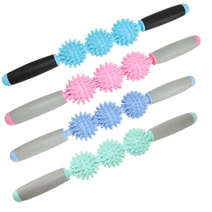 Yoga Health Care Triple Hedgehog Balls Neck Leg Hand Muscle Massage Stick - Shello's Creative Boutique