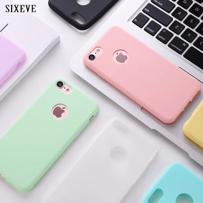 SIXEVE Original Soft Silicone Case – Cute Candy Anti-Knock Cover for iPhone 5 to XS Max