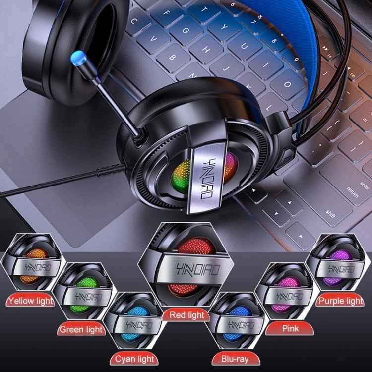YINDIAO Q3 USB Wired E-sports Gaming Headset with Mic & RGB Light, Cable Length: 1.67m