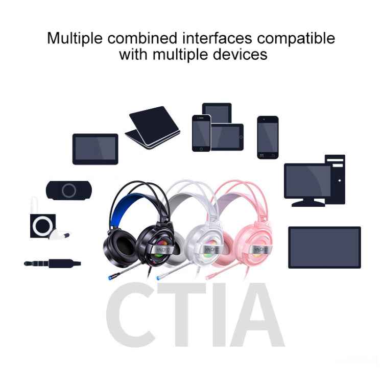 YINDIAO Q3 USB Wired E-sports Gaming Headset with Mic & RGB Light, Cable Length: 1.67m