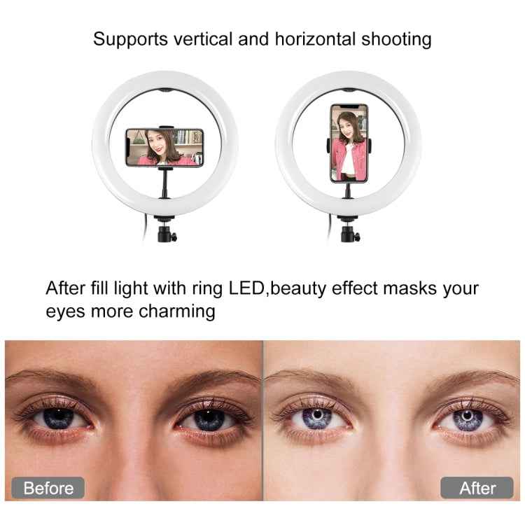 PULUZ 10.2 inch 26cm Marquee LED RGBWW Selfie Beauty Light  + 1.1m Tripod Mount 168 LED Dual-color Temperature Dimmable Ring Vlogging Photography Video Lights with Cold Shoe Tripod Ball Head & Remote Control & Phone Clamp