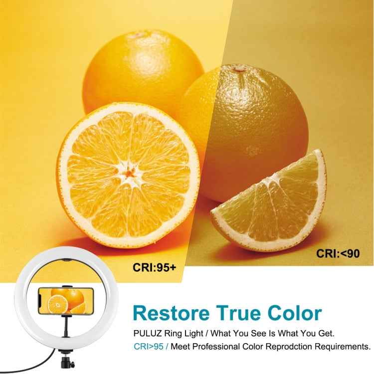 PULUZ 10.2 inch 26cm Marquee LED RGBWW Selfie Beauty Light  + 1.1m Tripod Mount 168 LED Dual-color Temperature Dimmable Ring Vlogging Photography Video Lights with Cold Shoe Tripod Ball Head & Remote Control & Phone Clamp