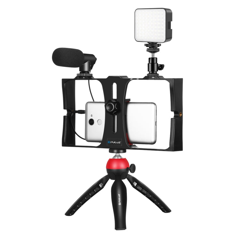 PULUZ 4 in 1 Vlogging Live Broadcast LED Selfie Fill Light Smartphone Video Rig Kits with Microphone + Tripod Mount + Cold Shoe Tripod Head for iPhone, Galaxy, Huawei, Xiaomi, HTC, LG, Google, and Other Smartphones, 4 in 1 Fill Light Rig Kit - Shello's Creative Boutique