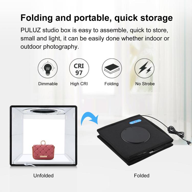 PULUZ 25cm Folding Portable High CRI Ring LED Photo Lighting Studio Tent Box + Shadowless Light Lamp Panel Pad with 12 Colors Backdrops, Size: 25cm x 25cm x 25cm, 25cm High CRI Box + Shadowless Light - Shello's Creative Boutique