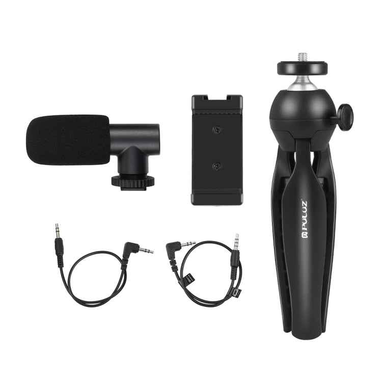 PULUZ Live Broadcast Smartphone Video Vlogger Kits Microphone + Tripod Mount + Phone Clamp Holder