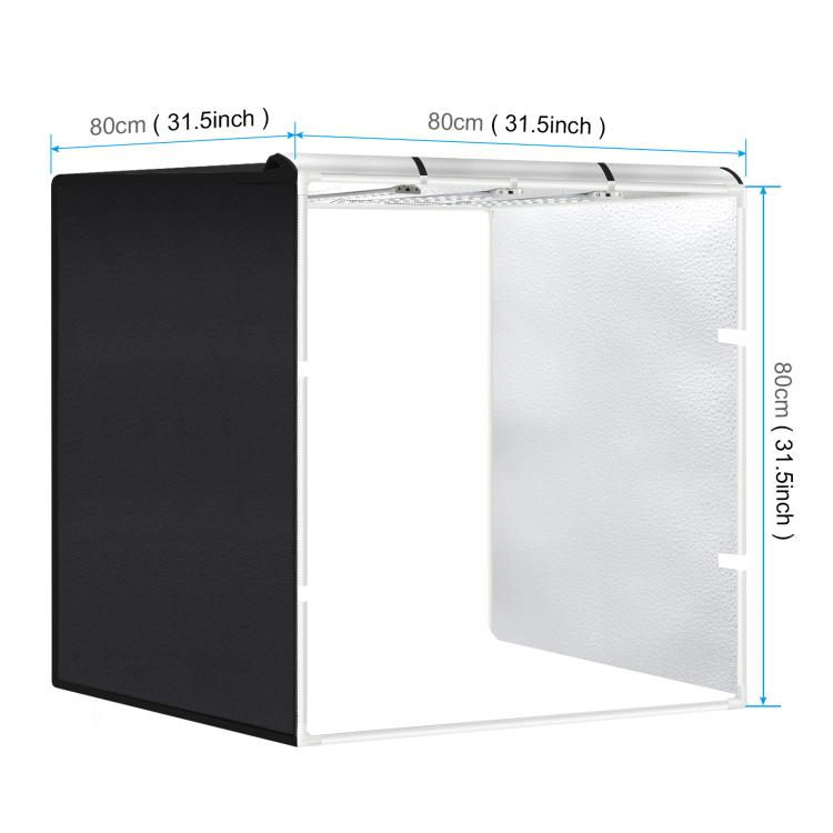 PULUZ 80cm Folding Portable 90W 14000LM High CRI White Light Photo Lighting Studio Shooting Tent Box Kit with 3 Colors Black, White, Orange Backdrops