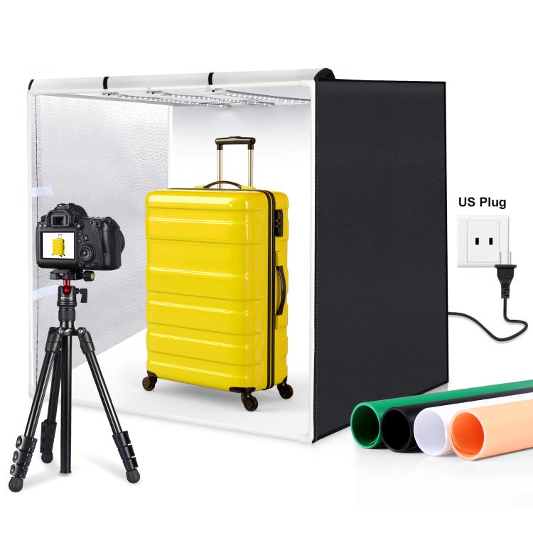 PULUZ 80cm Folding Portable 90W 14000LM High CRI White Light Photo Lighting Studio Shooting Tent Box Kit with 3 Colors Black, White, Orange Backdrops