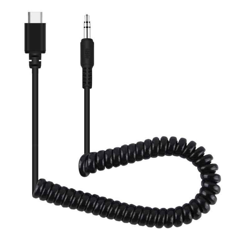 PULUZ 3.5mm TRRS Male to Type-C / USB-C Male Live Microphone Audio Adapter Spring Coiled Cable for Samsung, Huawei and Smartphones, Cable Stretching to 100cm