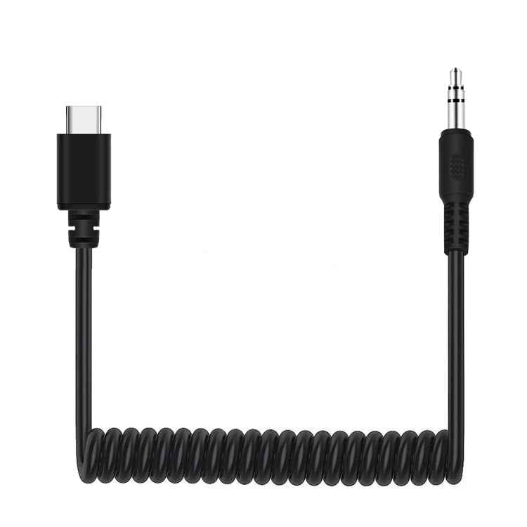 PULUZ 3.5mm TRRS Male to Type-C / USB-C Male Live Microphone Audio Adapter Spring Coiled Cable for Samsung, Huawei and Smartphones, Cable Stretching to 100cm