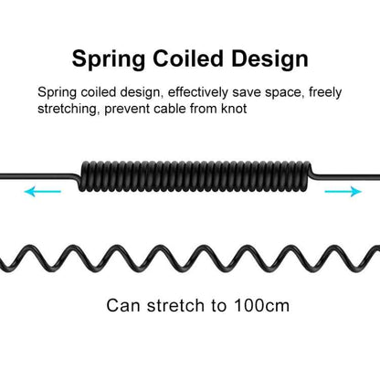 PULUZ 3.5mm TRRS Male to Type-C / USB-C Male Live Microphone Audio Adapter Spring Coiled Cable for Samsung, Huawei and Smartphones, Cable Stretching to 100cm