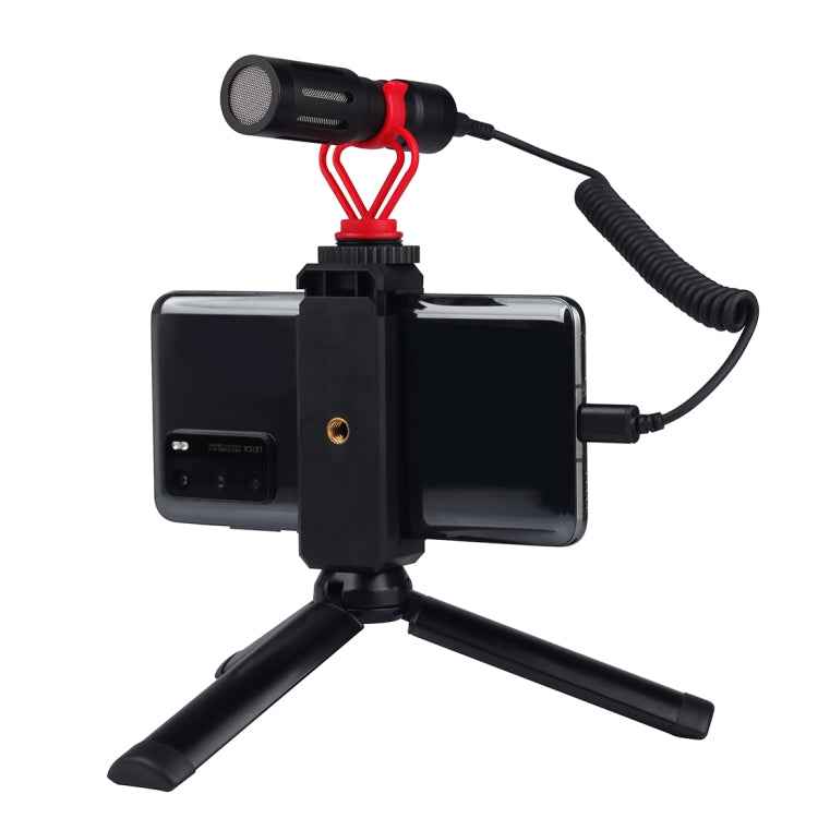 PULUZ 3.5mm TRRS Male to Type-C / USB-C Male Live Microphone Audio Adapter Spring Coiled Cable for Samsung, Huawei and Smartphones, Cable Stretching to 100cm