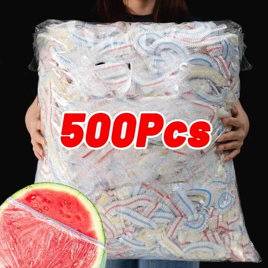 Plastic Disposable Food Cover Storage Bags Kitchen Colorful Elastic Wrap Food Covers Fresh-keeping Lid Plate Nylon Packaging Bag eprolo
