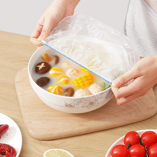 Plastic Disposable Food Cover Storage Bags Kitchen Colorful Elastic Wrap Food Covers Fresh-keeping Lid Plate Nylon Packaging Bag eprolo